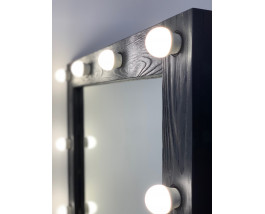 Черное гримерное зеркало 90х70 с подсветкой по краям