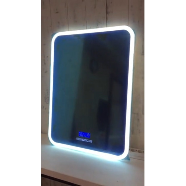 Выполненная работа: зеркало с подсветкой для ванной модель Оливия 800х600 с МФП (г. Казань)